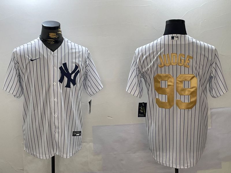 Men New York Yankees 99 Judge White Stripe Fashion Nike 2024 MLB Jersey style 13